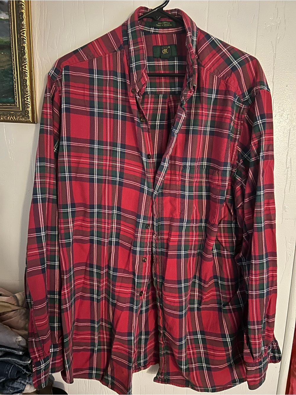 Club Room Red and Green Plaid Button-Down Shirt